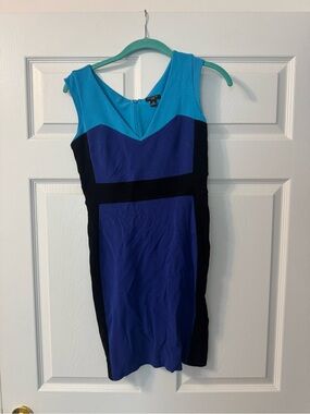 Ann Taylor Colorblock Sheath Dress in Teal, Royal Blue & Black